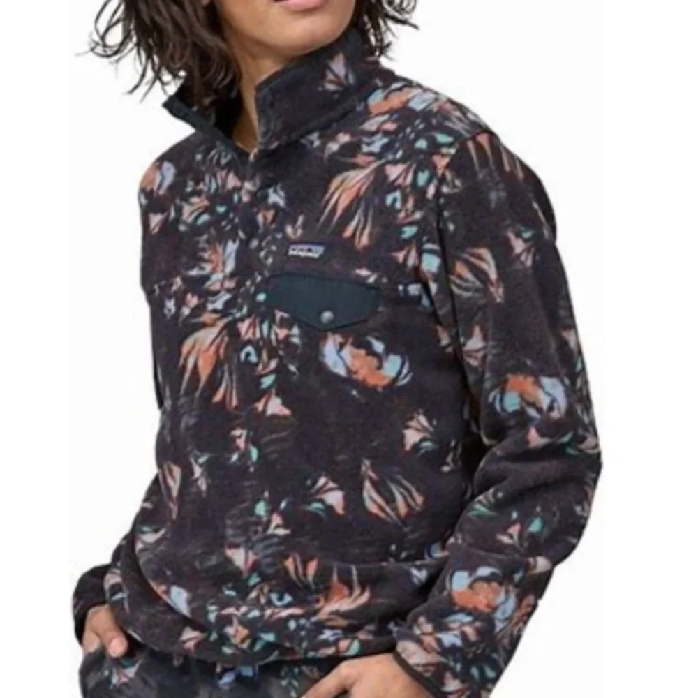 NWT Patagonia Lightweight Synchilla Snap Pullover Medium Swirl Floral Pitch Blue - Picture 1 of 8
